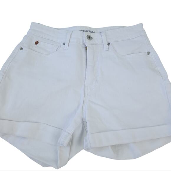 Levi's Denizen High Rise White Jean Shorts Size 4, Waist 27, Rolled Cuff Denim - Picture 2 of 6